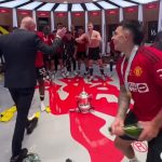 Inside Man Utd’s dressing room celebrations as Ten Hag drenched in champagne and star scoffs Carling after FA Cup final