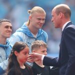 Prince William shakes hands with Man City’s Phil Foden and Erling Haaland ahead of FA Cup Final